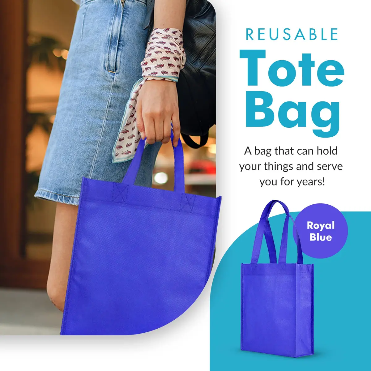 Simply Green Solutions Plain Tote Bag, Thick Reusable Gift Bag with 16-Inch Handles, Pack of 25 | Eco-Friendly & Durable - view 2