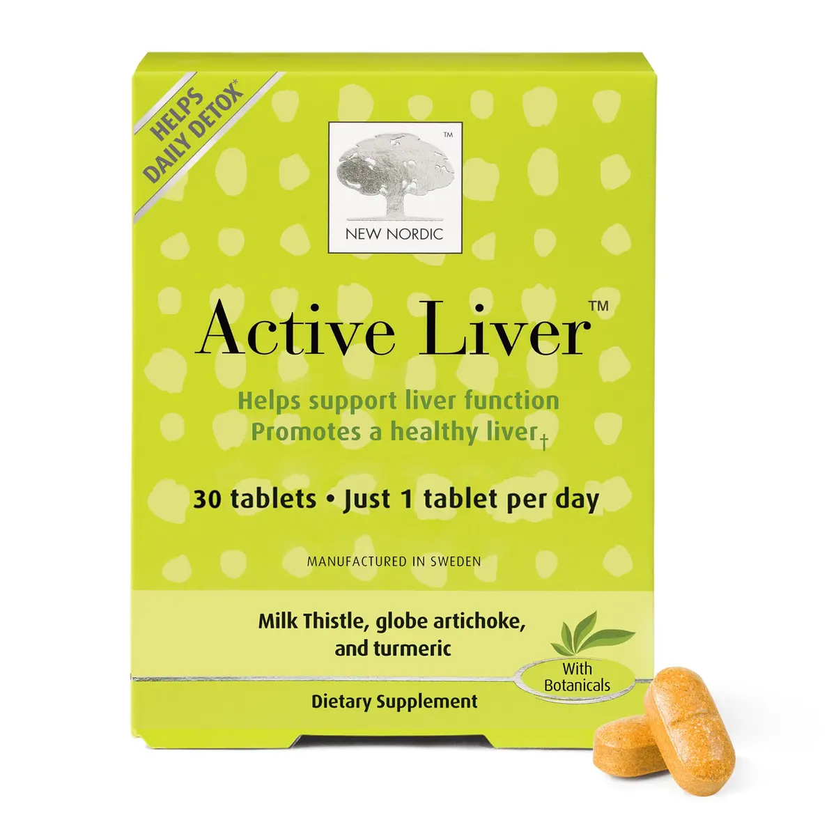 NEW NORDIC Active Liver Daily Support Supplement 30-Day Supply - 30 Tablets | Plant-Based Botanical Blend for Liver Health - main product image