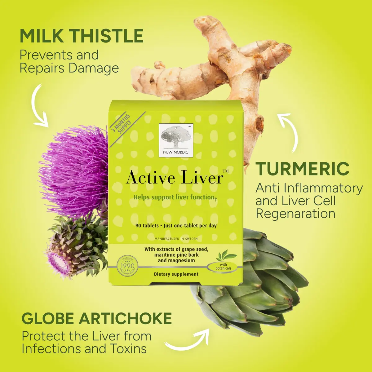 NEW NORDIC Active Liver Daily Support Supplement 30-Day Supply - 30 Tablets | Plant-Based Botanical Blend for Liver Health - view 3