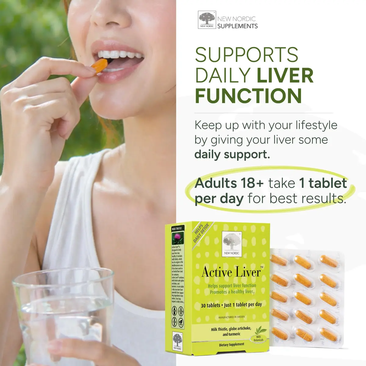 NEW NORDIC Active Liver Daily Support Supplement 30-Day Supply - 30 Tablets | Plant-Based Botanical Blend for Liver Health - view 4
