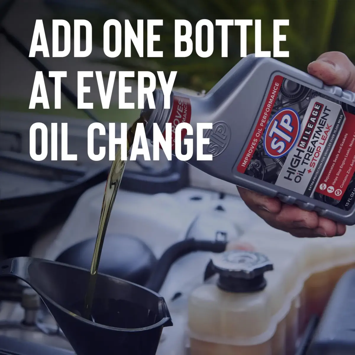 STP High Mileage Oil Treatment + Stop Leak 443ml (15 Fl Oz) | Protects Engines Over 75,000 Miles - view 7