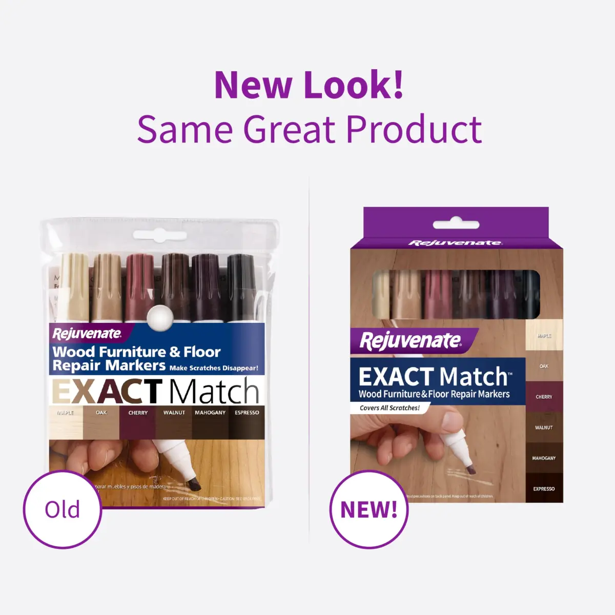 Rejuvenate Exact Match Wood Furniture & Floor Repair Markers, 6 Count, Brown Markers Cover All Scratches, Scuffs And Damage To Wood Furniture And Flooring - view 2