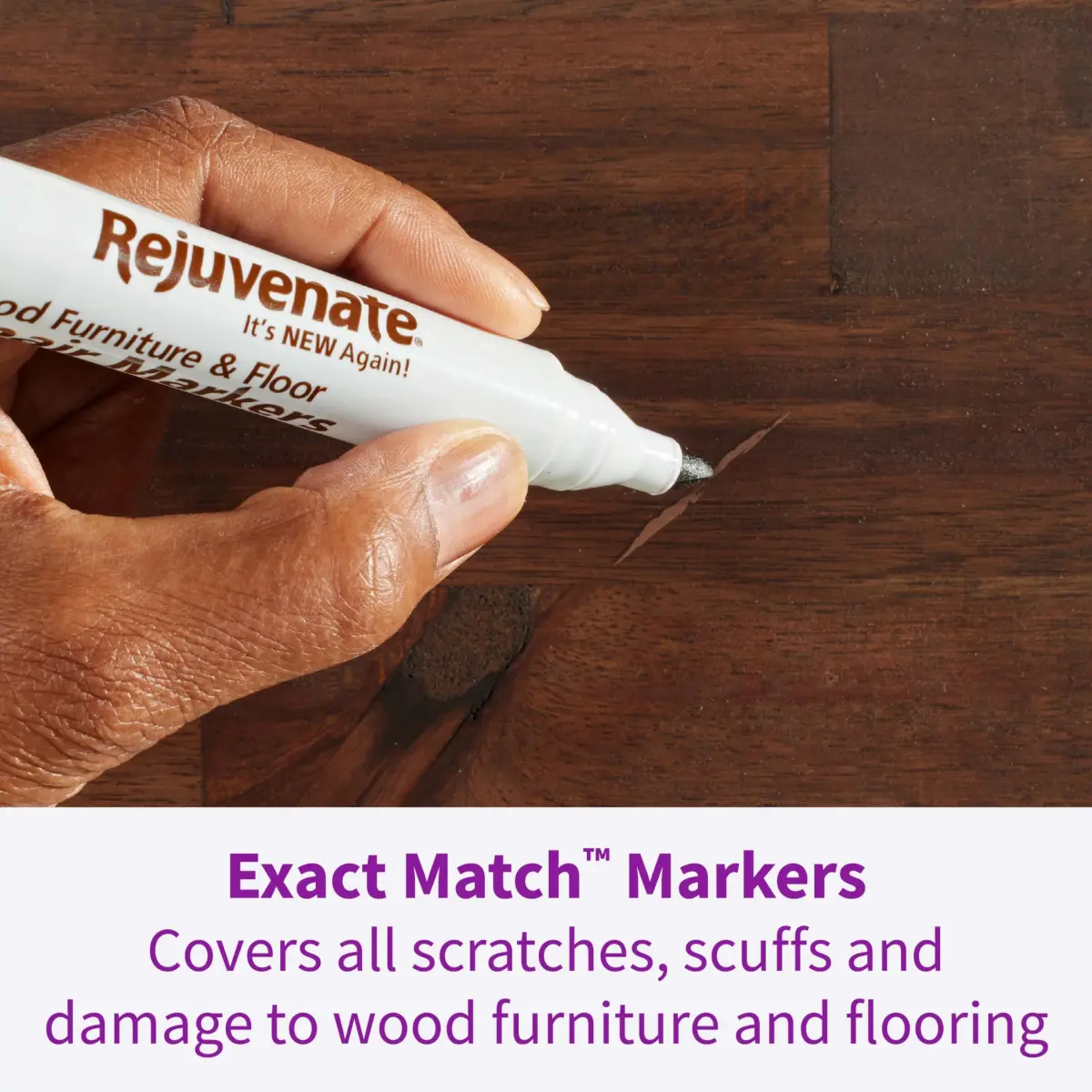 Rejuvenate Exact Match Wood Furniture & Floor Repair Markers, 6 Count, Brown Markers Cover All Scratches, Scuffs And Damage To Wood Furniture And Flooring - view 3