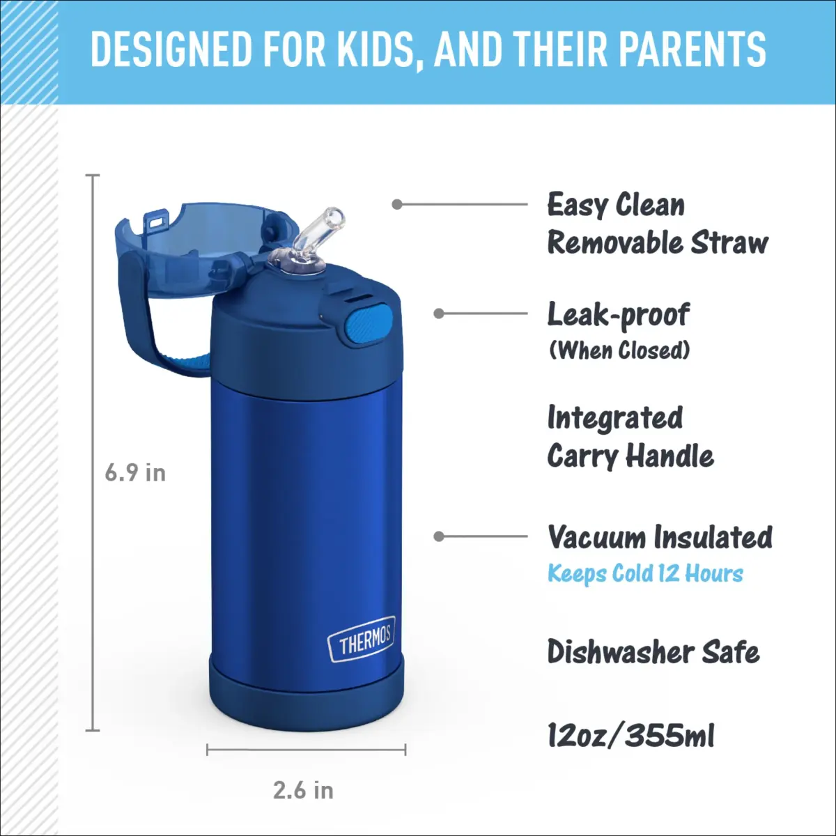 THERMOS FUNTAINER Water Bottle with Straw, 12oz (355ml) | Keeps Drinks Cold for 12 Hours - view 2