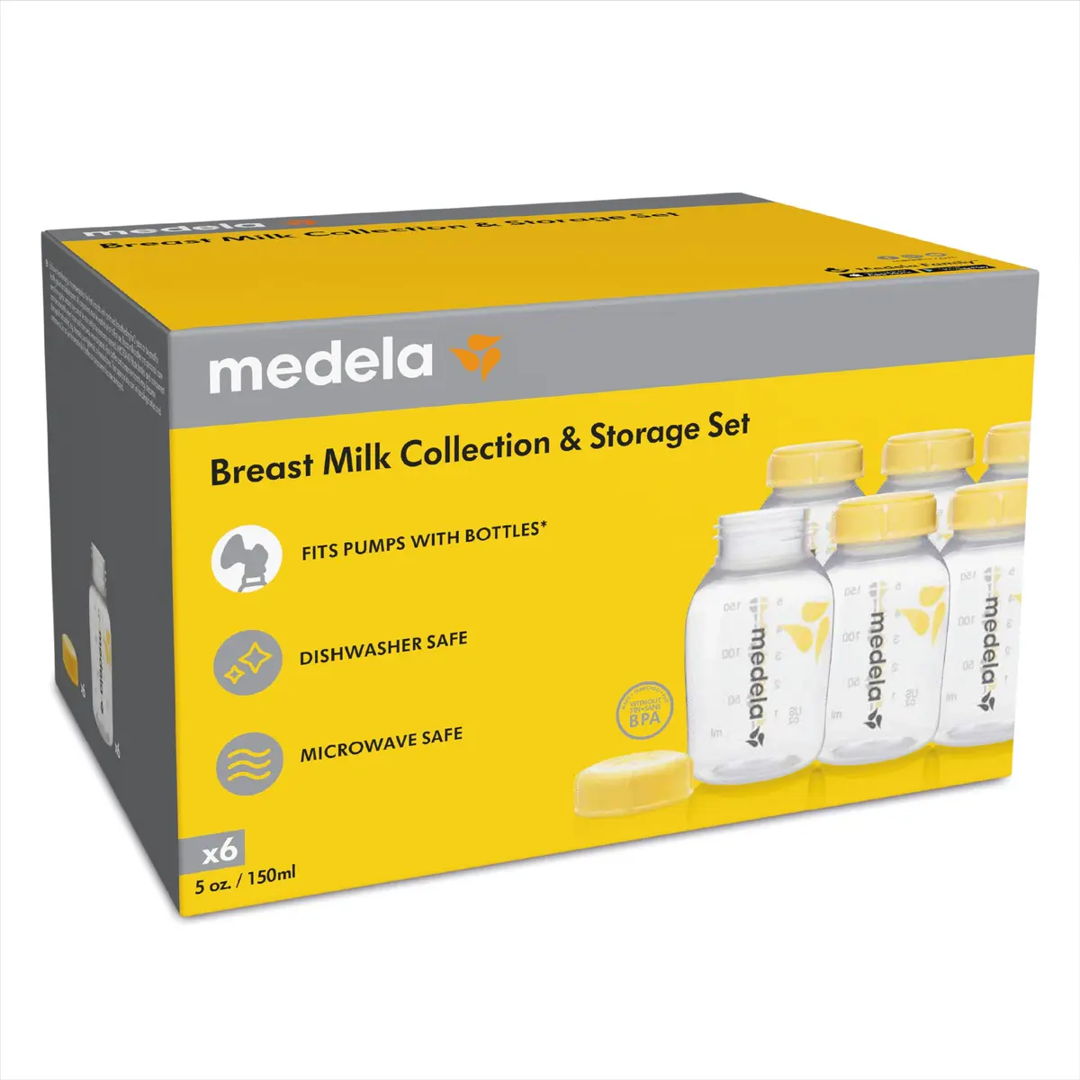Medela 5oz Breast Milk Storage Bottles | Leak-Proof BPA-Free 6 Pack - view 6