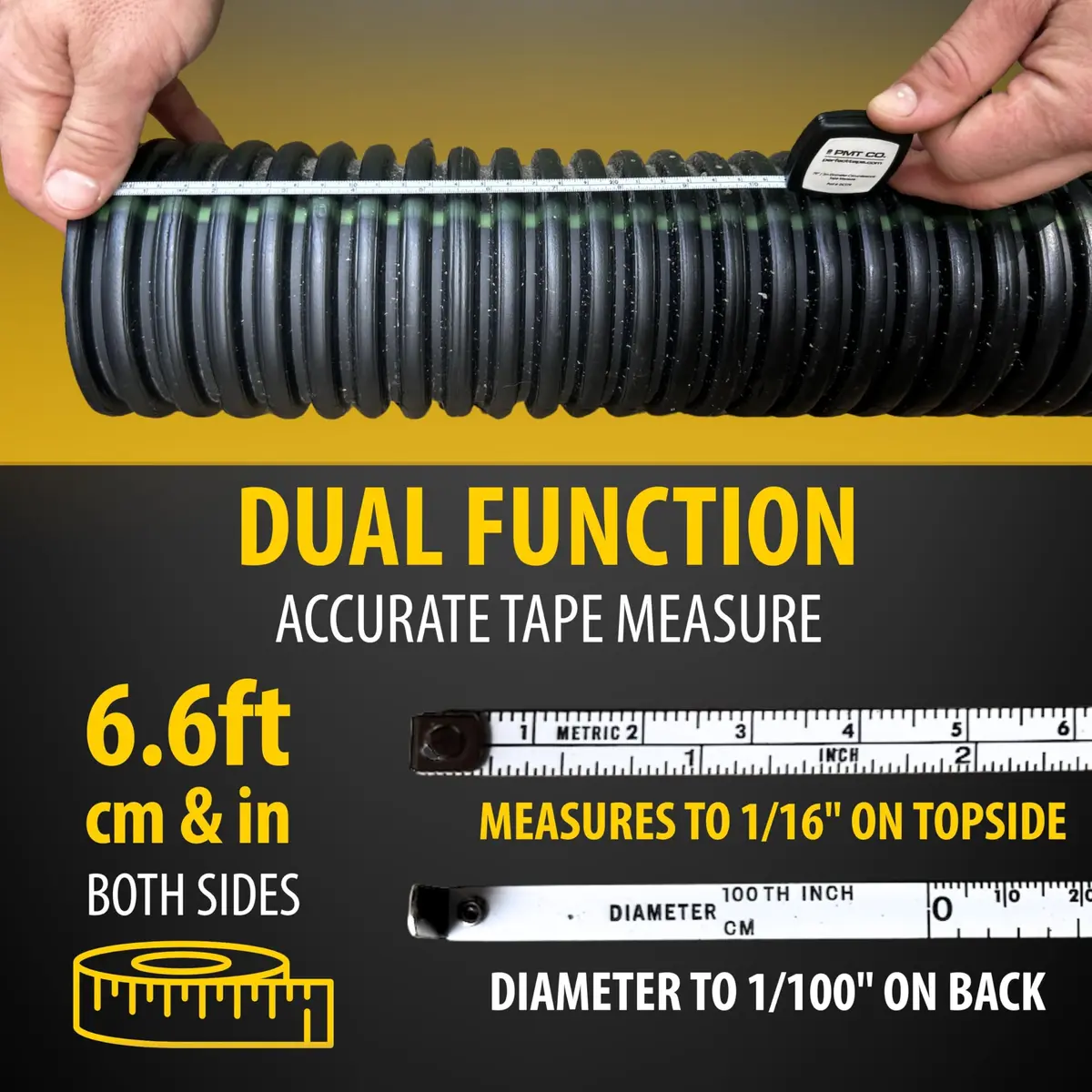 Perfect Measuring Tape Pocket Precision Circumference and Diameter Tape Measure 2m (6.6ft) | Accurate Steel Blade with Keychain - view 5