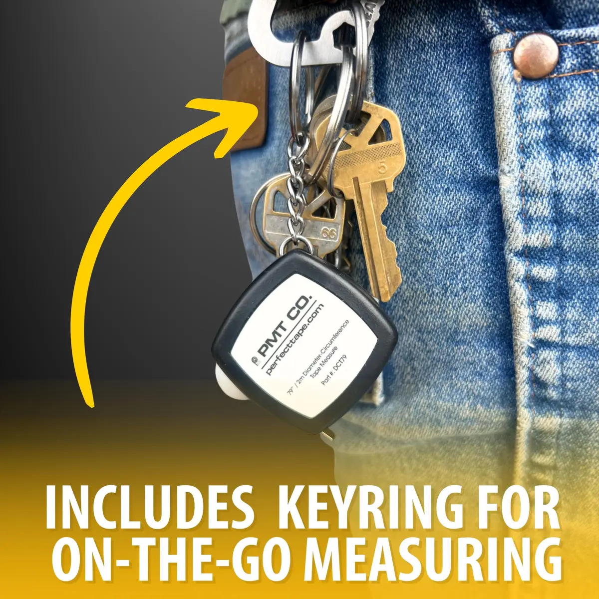 Perfect Measuring Tape Pocket Precision Circumference and Diameter Tape Measure 2m (6.6ft) | Accurate Steel Blade with Keychain - view 7