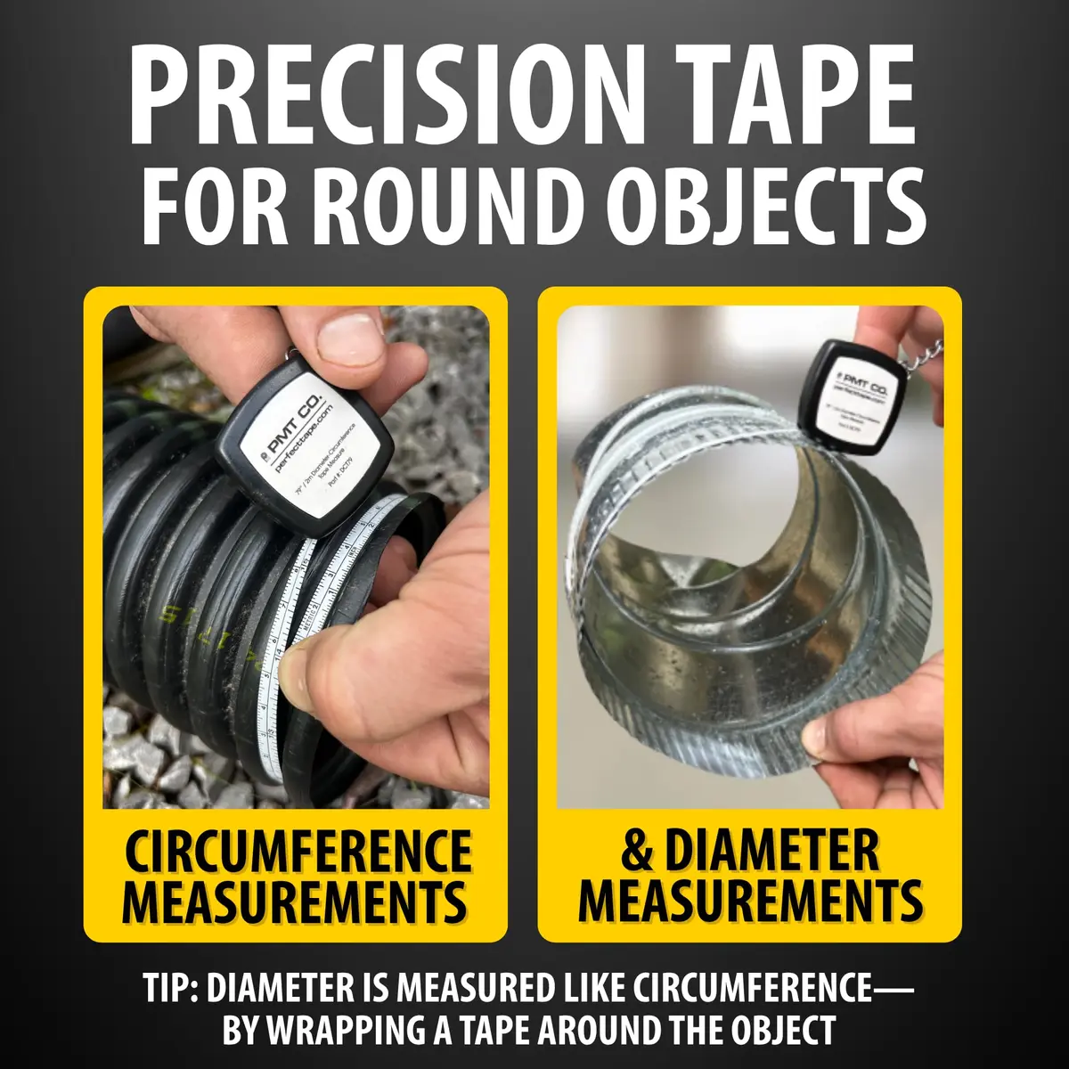Perfect Measuring Tape Pocket Precision Circumference and Diameter Tape Measure 2m (6.6ft) | Accurate Steel Blade with Keychain - view 3