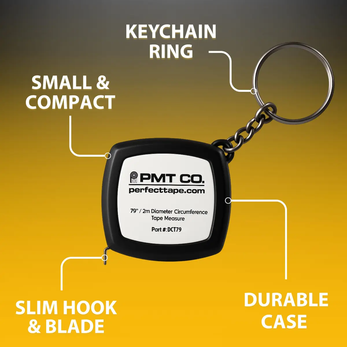 Perfect Measuring Tape Pocket Precision Circumference and Diameter Tape Measure 2m (6.6ft) | Accurate Steel Blade with Keychain - view 4