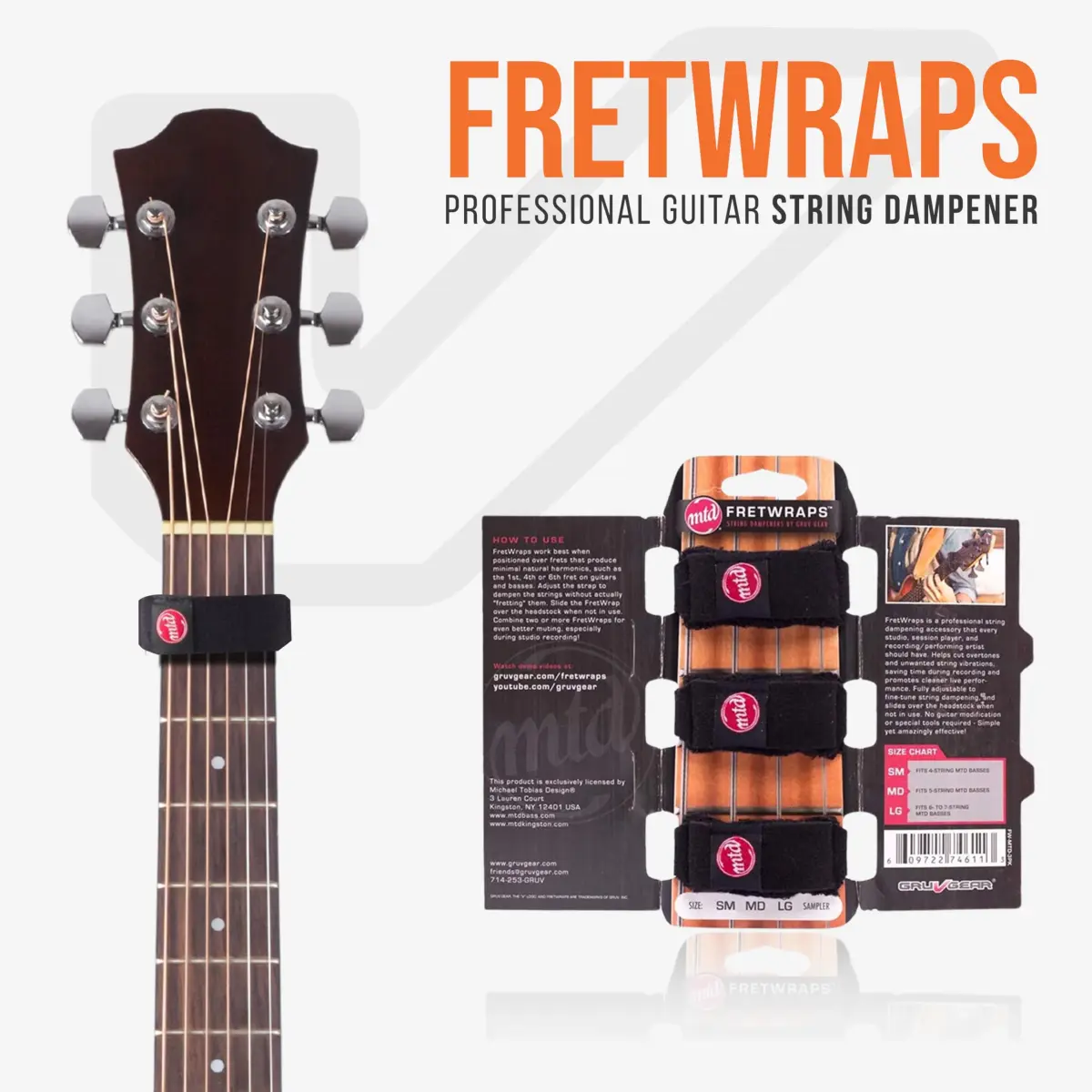 Gruv Gear Fret Wrap & Guitar Mute MTD Edition, 3 Pack Medium | Eliminates Unwanted String Noise Instantly - view 2