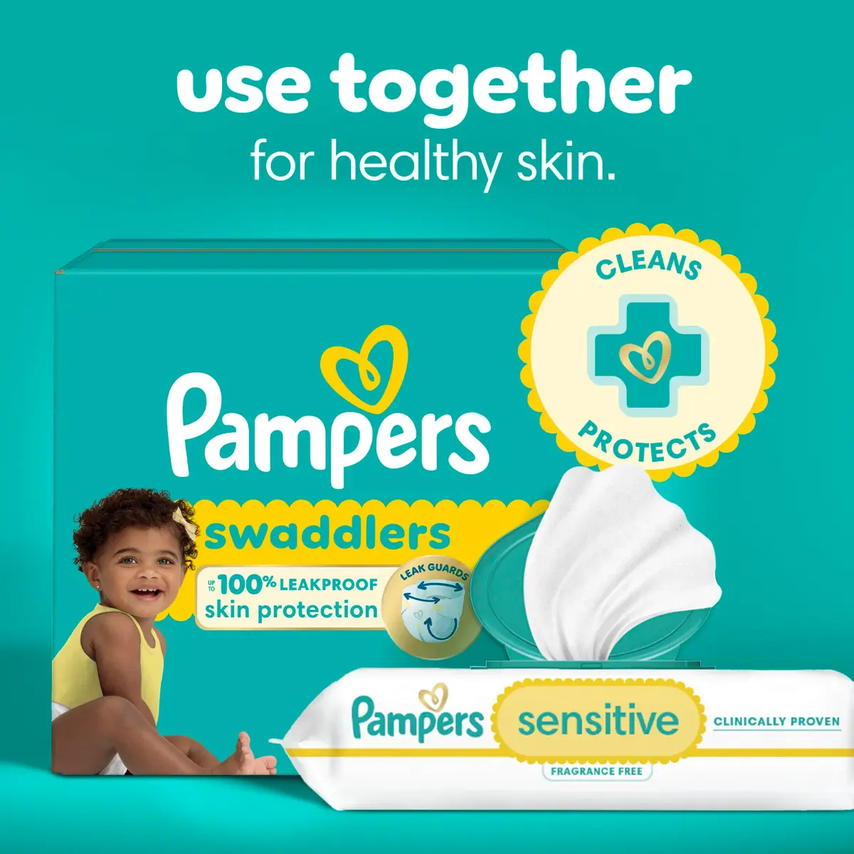Pampers Sensitive Baby Wipes, Hypoallergenic, Fragrance-Free, 168 Count (3 Packs) | Clinically Proven for Sensitive Skin - view 7