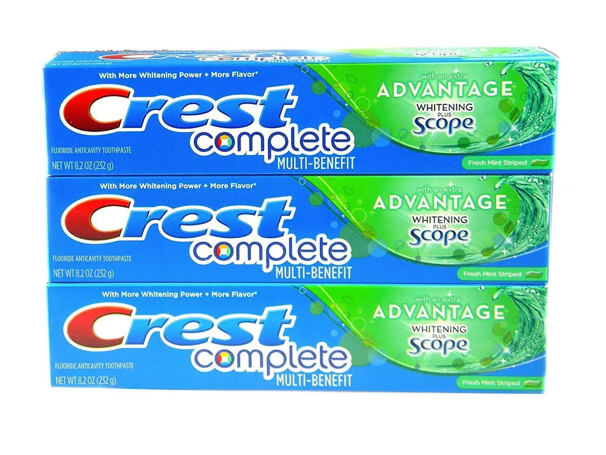 Crest Complete Multi-Benefit Toothpaste 8.2oz Pack of 3 | Extra Whitening & Scope - main product image