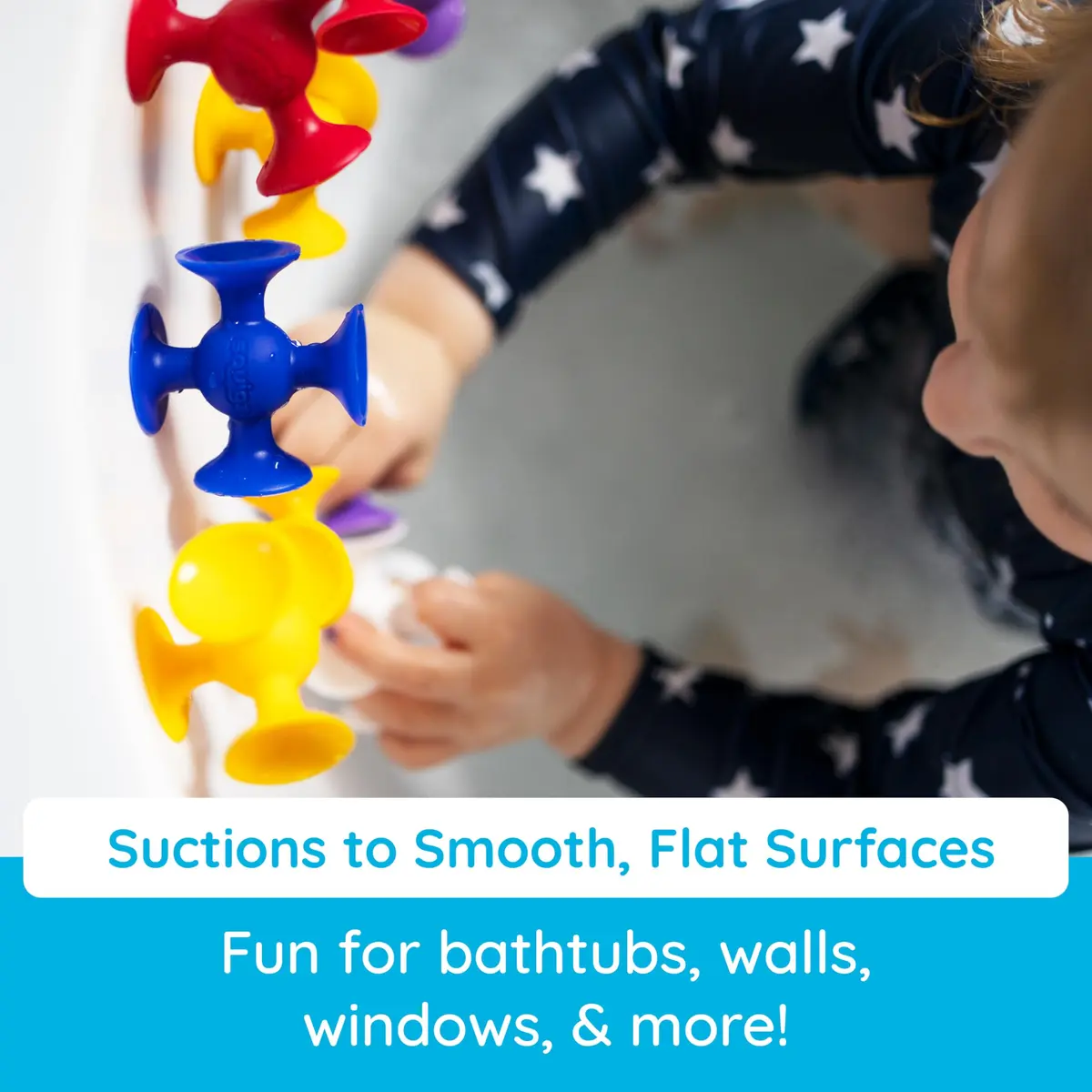 Fat Brain Toys Squigz Starter Set 24 Piece Silicone Suction Bath Toys for Kids 3+ | Sensory & Playful Experimentation - view 5