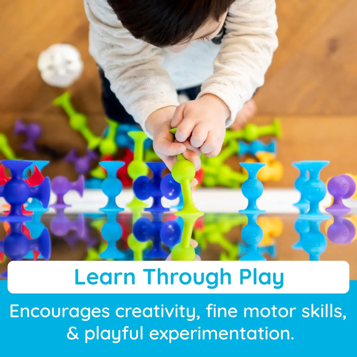 Fat Brain Toys Squigz Starter Set 24 Piece Silicone Suction Bath Toys for Kids 3+ | Sensory & Playful Experimentation - view 6