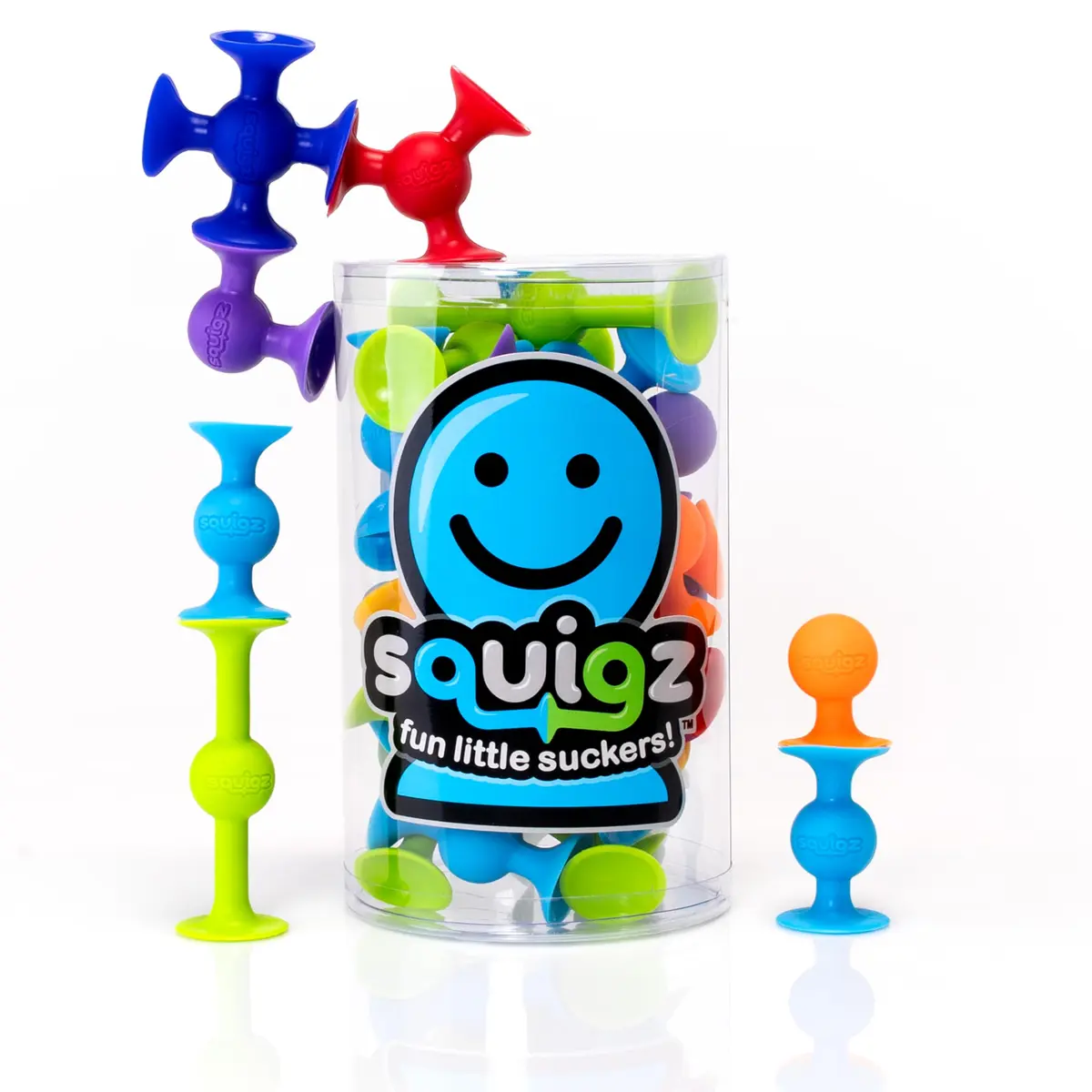 Fat Brain Toys Squigz Starter Set 24 Piece Silicone Suction Bath Toys for Kids 3+ | Sensory & Playful Experimentation - main product image