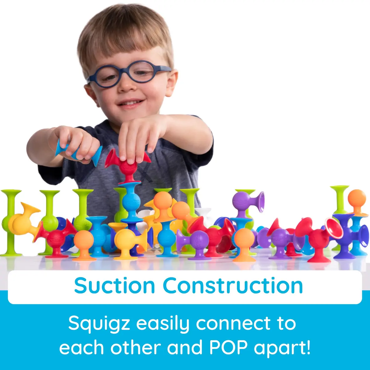 Fat Brain Toys Squigz Starter Set 24 Piece Silicone Suction Bath Toys for Kids 3+ | Sensory & Playful Experimentation - view 3