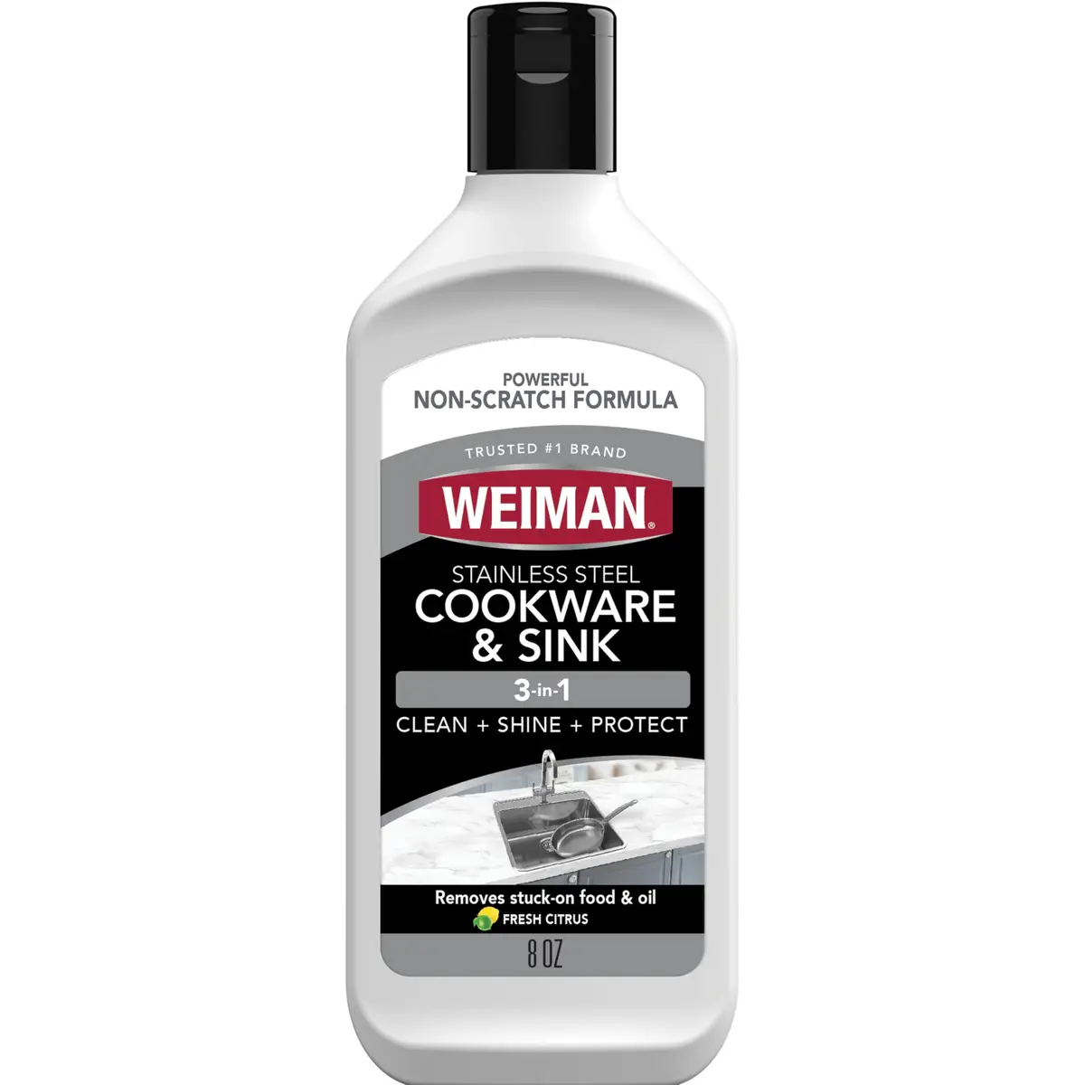 Weiman Stainless Steel Sink Cleaner & Polish 237ml (8 Fl Oz) | Streak-Free Shine for Cookware & Sinks - main product image