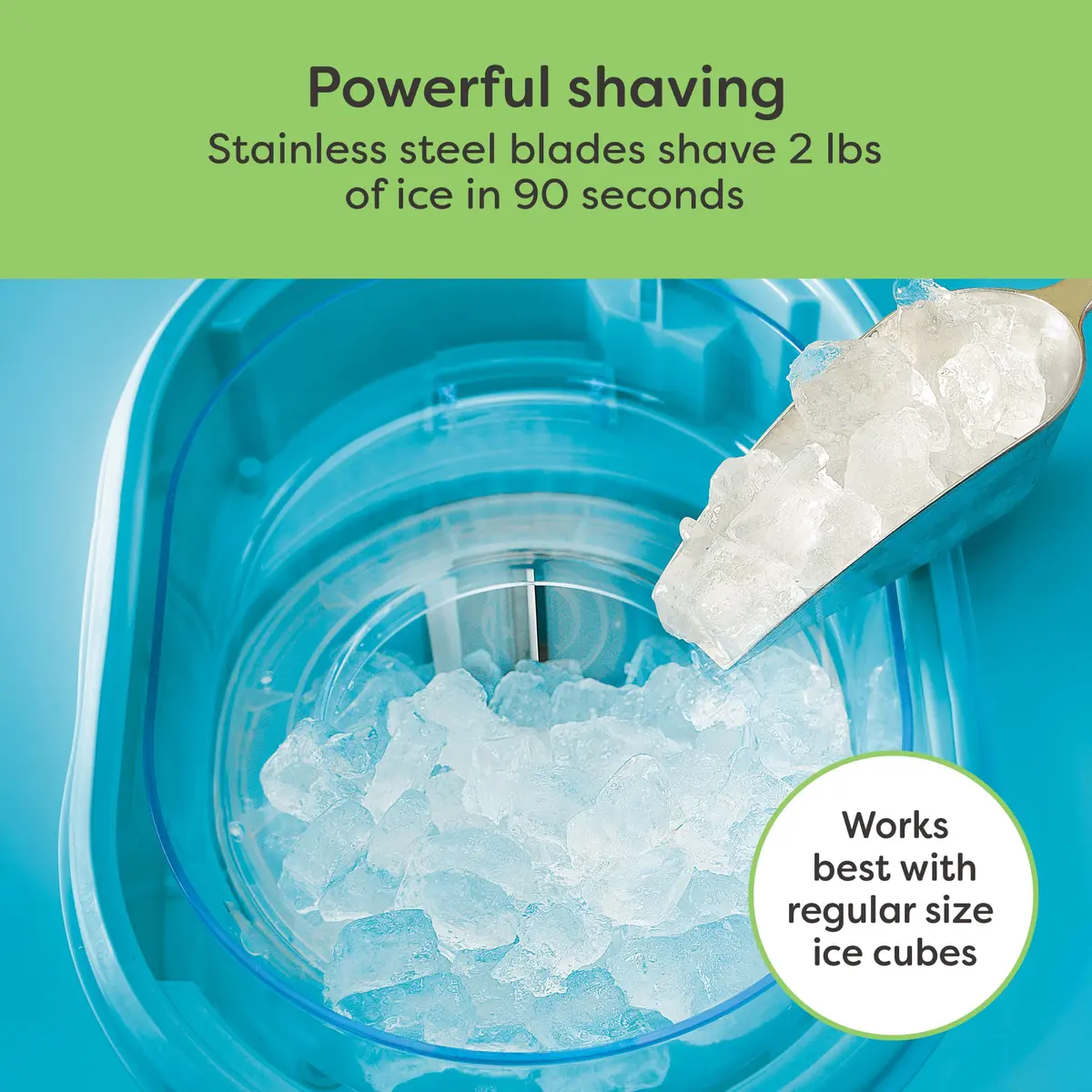Nostalgia Snow Cone Shaved Ice Machine - 48 Icy Treats, Retro Cart, Stainless Steel Blades, Portable, White/Blue - view 4