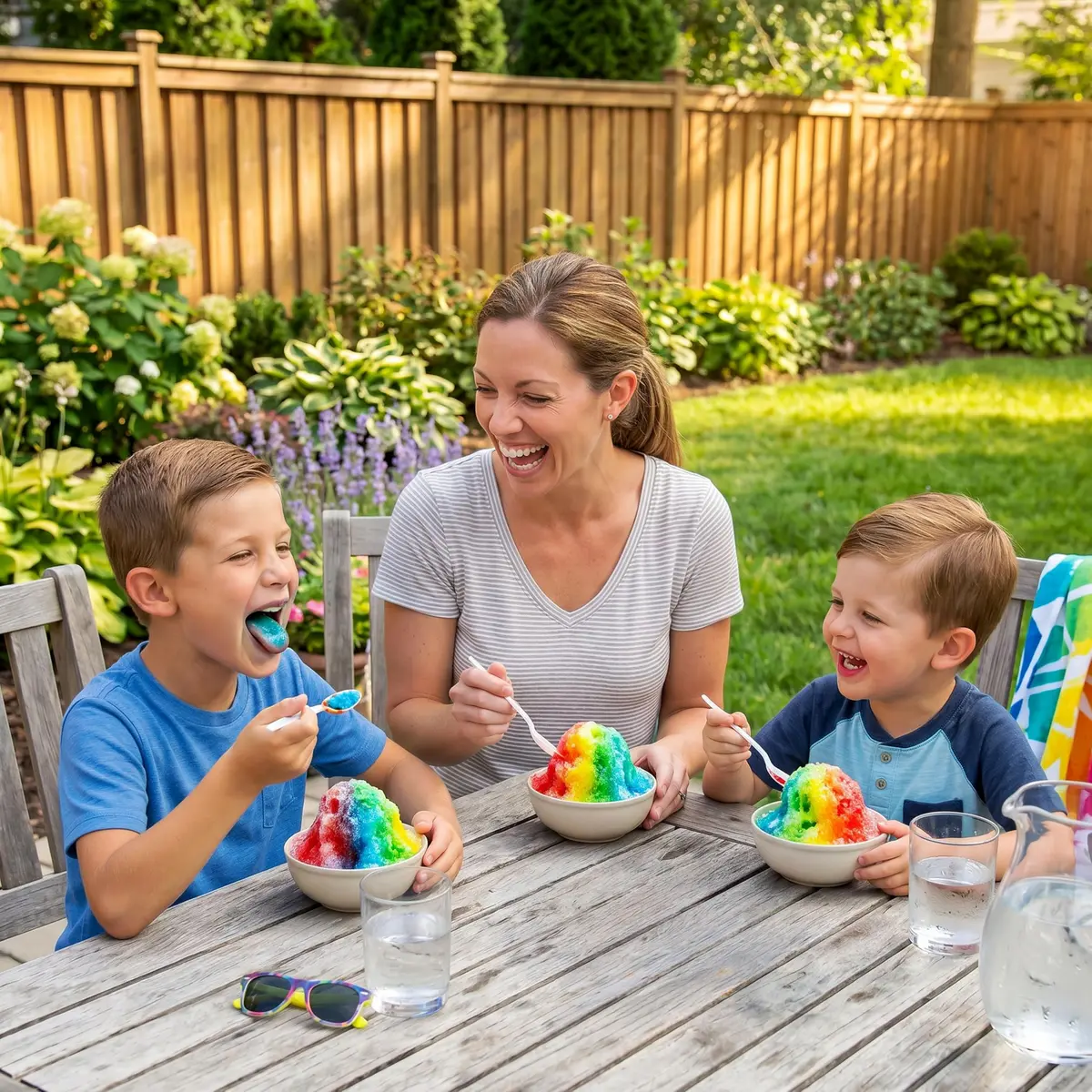 Nostalgia Snow Cone Shaved Ice Machine - 48 Icy Treats, Retro Cart, Stainless Steel Blades, Portable, White/Blue - view 5