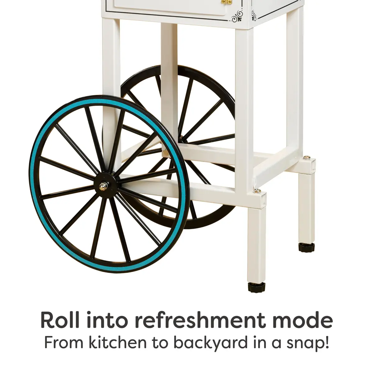 Nostalgia Snow Cone Shaved Ice Machine - 48 Icy Treats, Retro Cart, Stainless Steel Blades, Portable, White/Blue - view 8