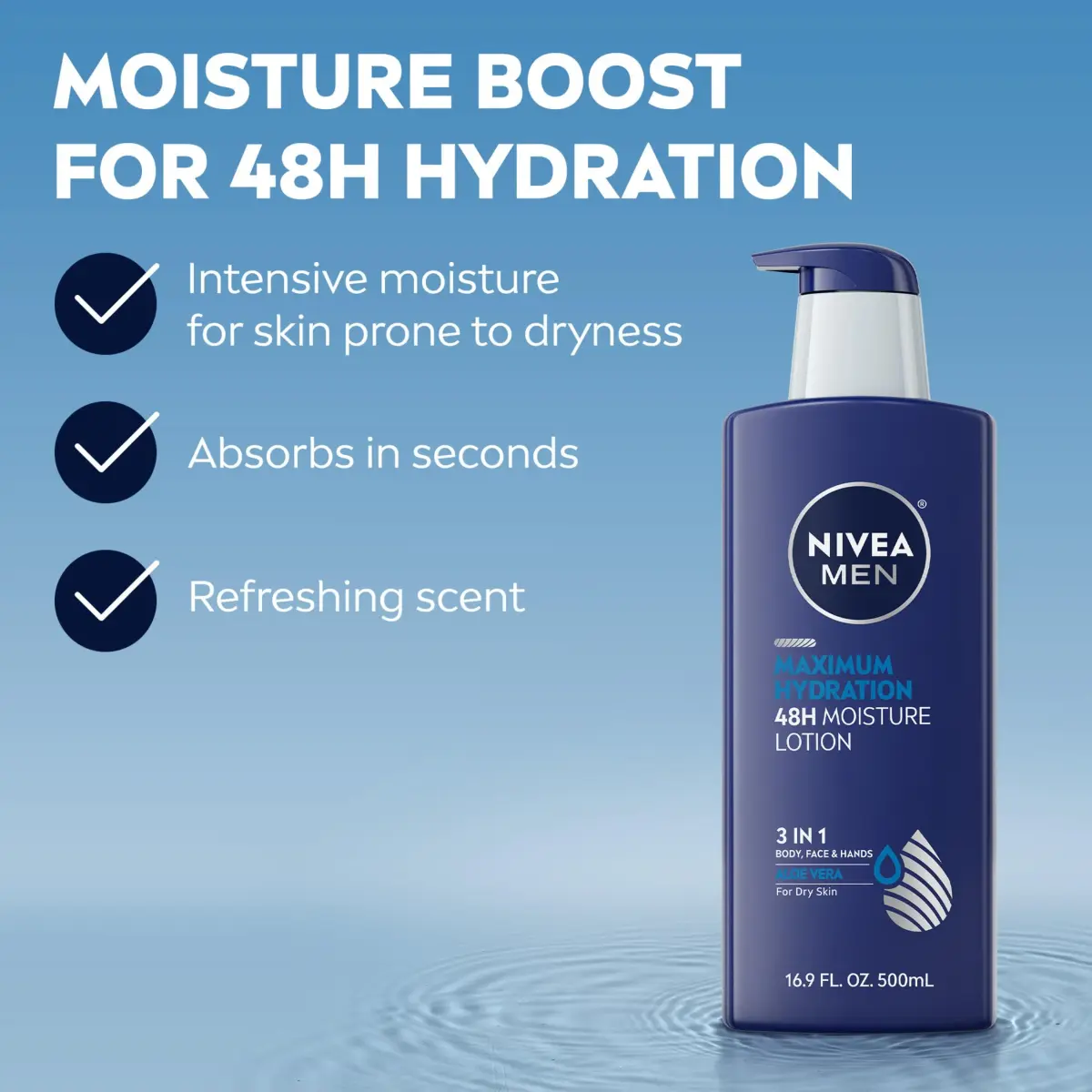 NIVEA MEN Maximum Hydration Body Lotion 500ml (16.9 Fl Oz) | 48-Hour Intensive Moisture for Dry Skin - view 3