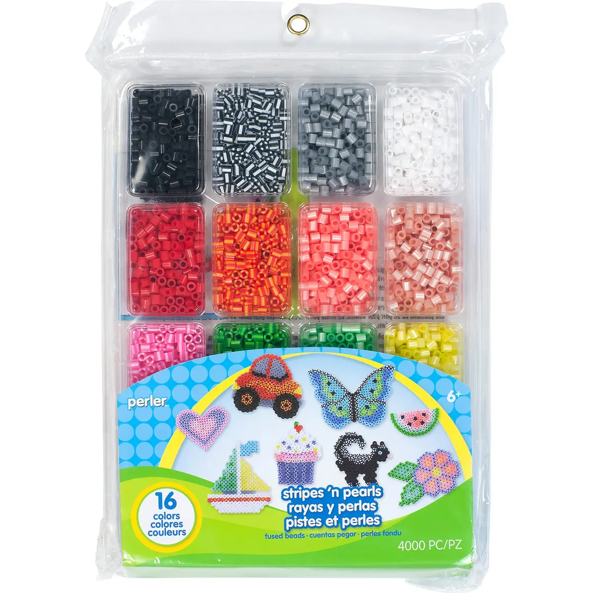 Perler Beads Stripes 'n Pearls Fuse Beads 4000 Count with Storage Tray | Ages 6+ - main product image