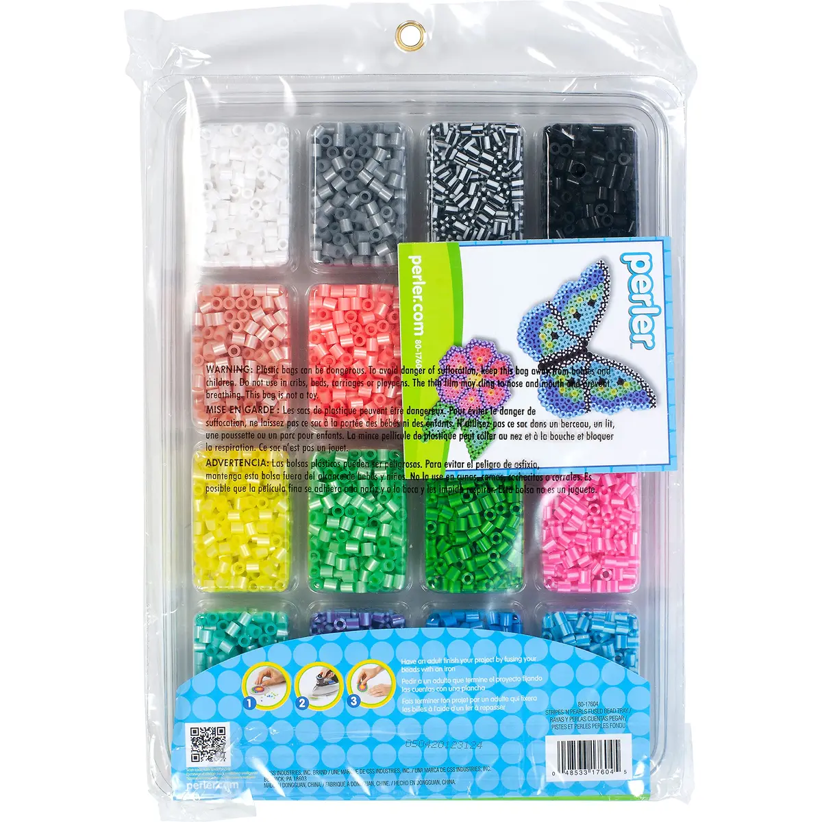 Perler Beads Stripes 'n Pearls Fuse Beads 4000 Count with Storage Tray | Ages 6+ - view 2
