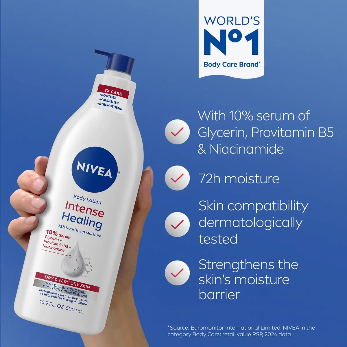 NIVEA Intense Healing Body Lotion 16.9 Fl Oz | 72-Hour Moisture for Dry Skin - view 3