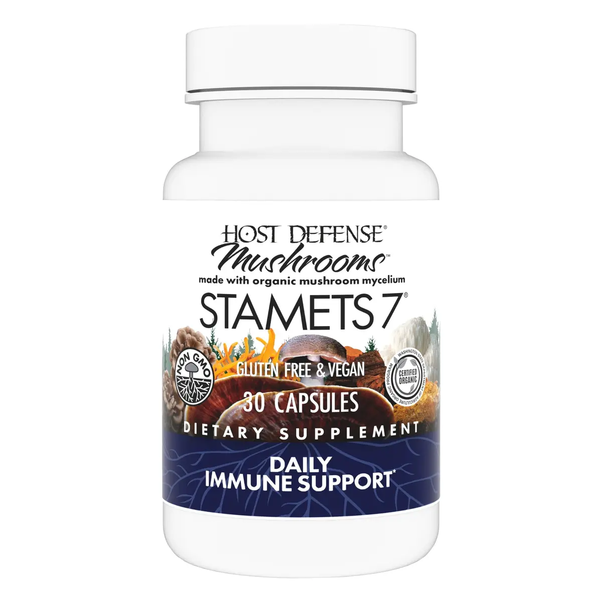 Host Defense Stamets 7 Immune Support Capsules 30 Count | 7-Species Mushroom Blend for Daily Wellness - main product image
