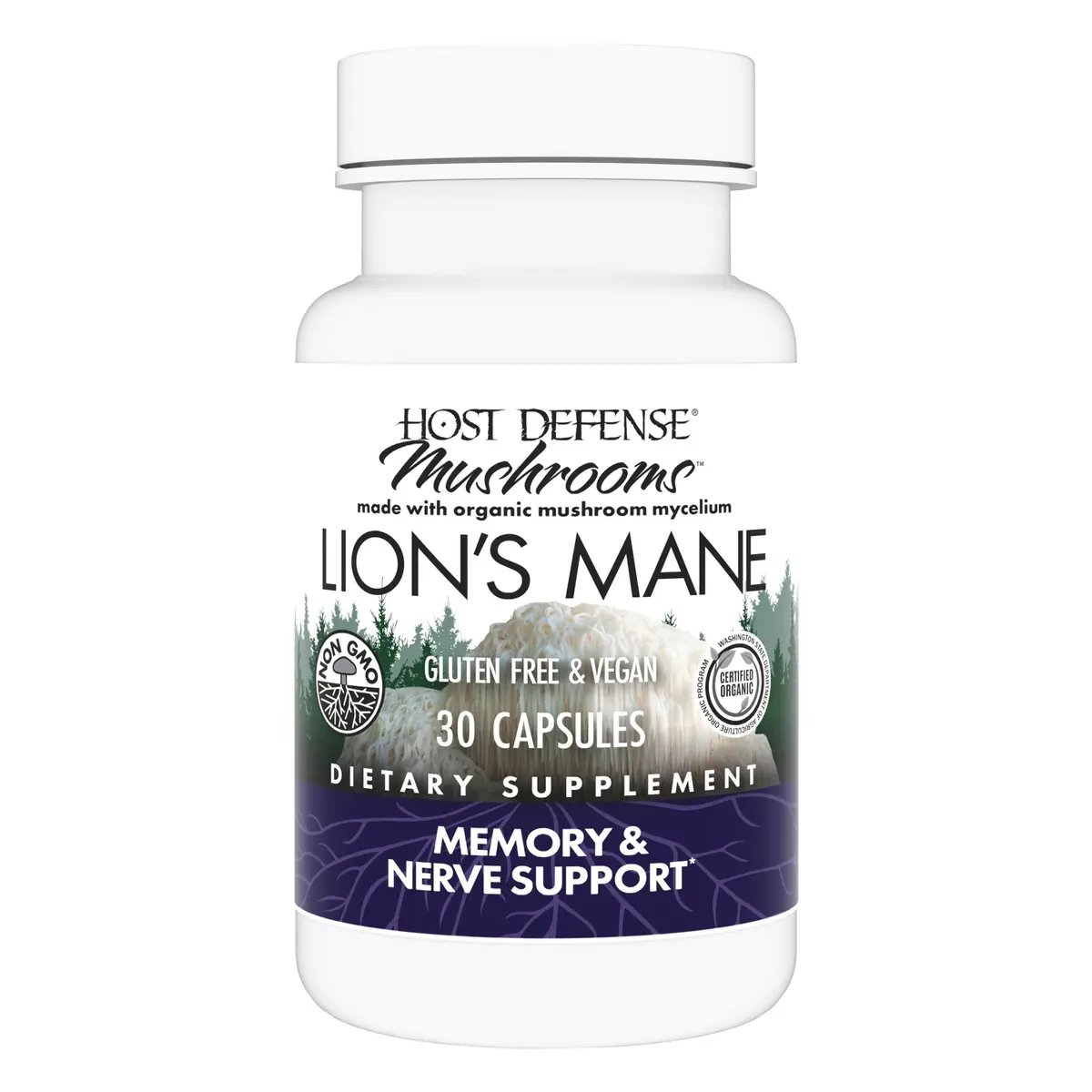Host Defense Lion's Mane, Brain Support & Focus, 30 Capsules | Supports Memory & Clarity - main product image