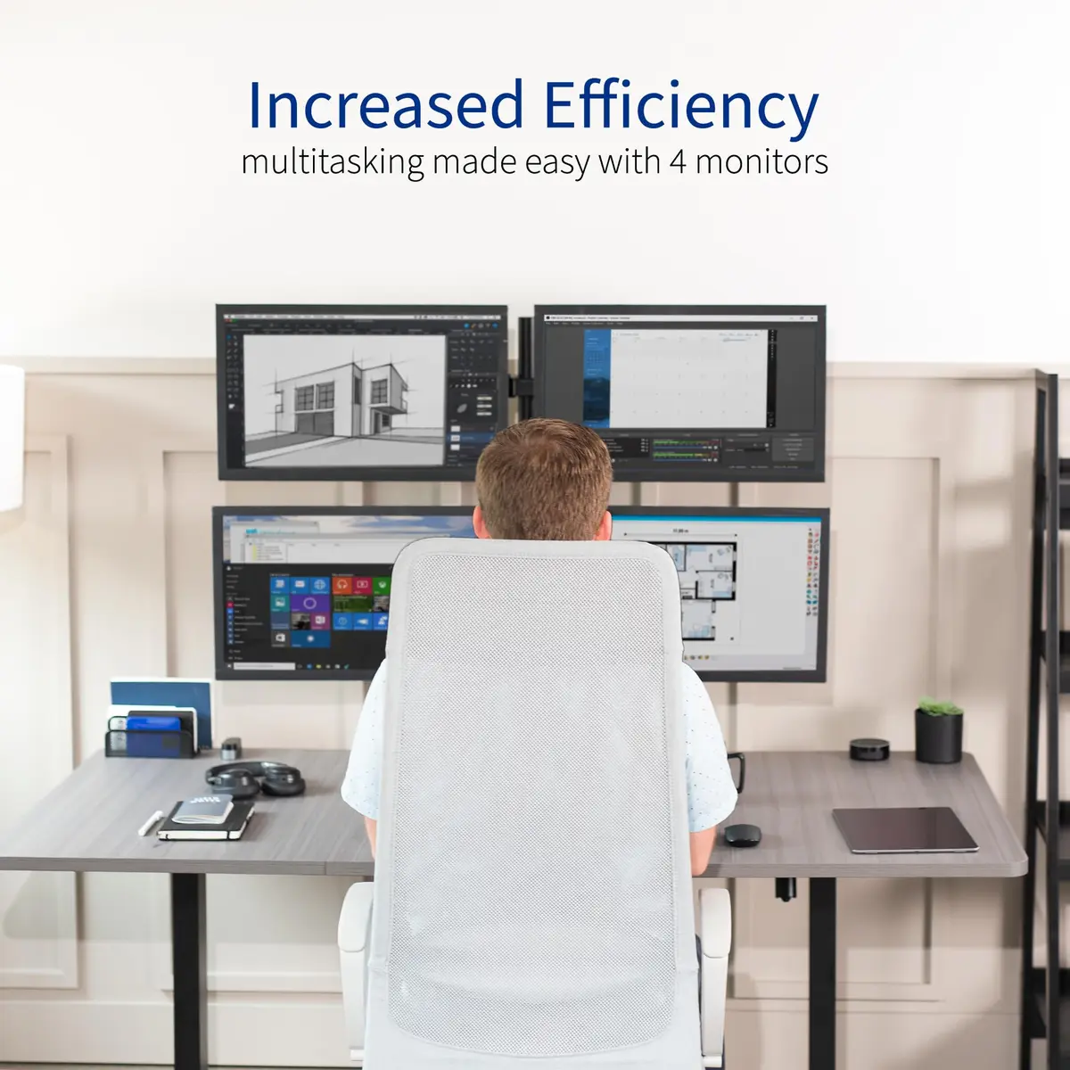VIVO Quad Monitor Free-Standing Mount 13"-30" Screens | Holds 4 Displays up to 17.6 lbs Each - view 5