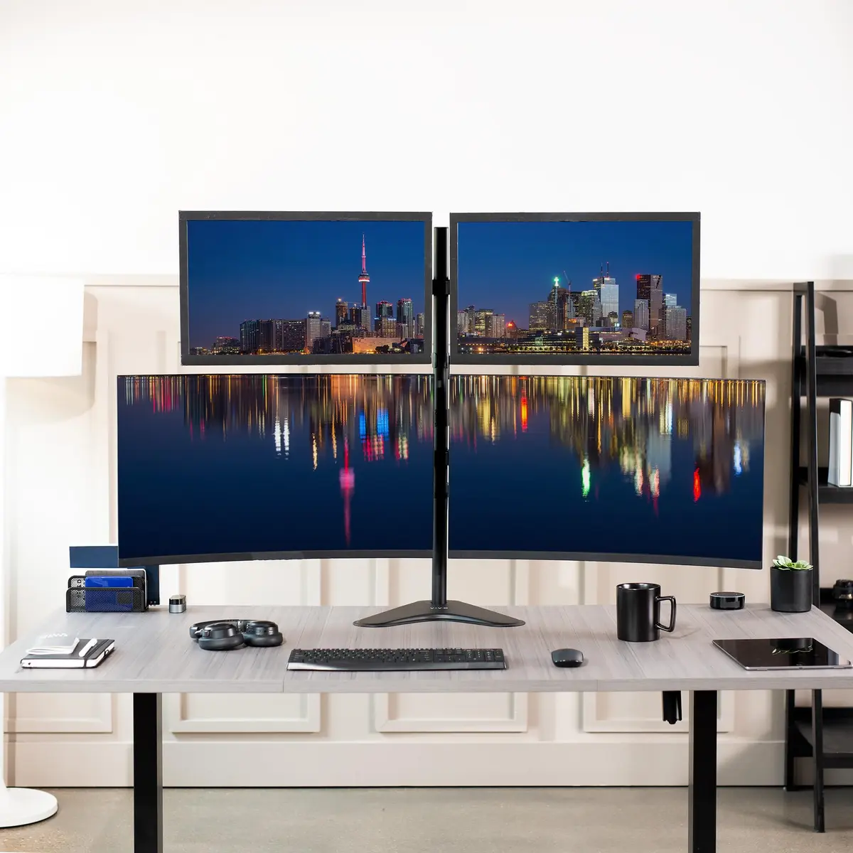 VIVO Quad Monitor Free-Standing Mount 13"-30" Screens | Holds 4 Displays up to 17.6 lbs Each - view 9