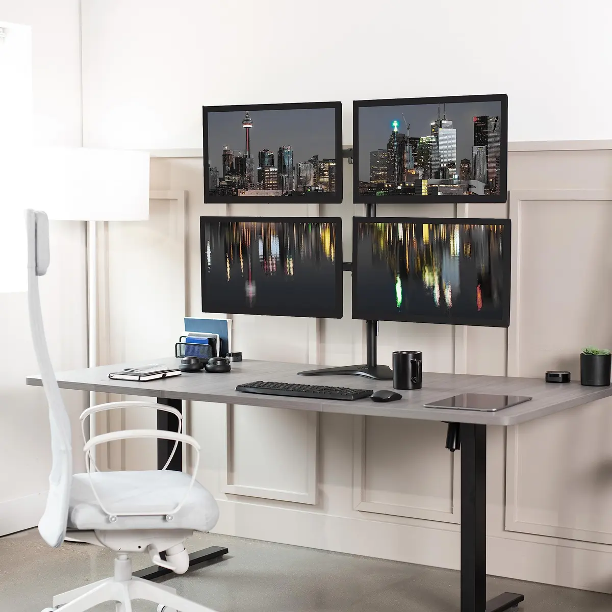 VIVO Quad Monitor Free-Standing Mount 13"-30" Screens | Holds 4 Displays up to 17.6 lbs Each - view 2