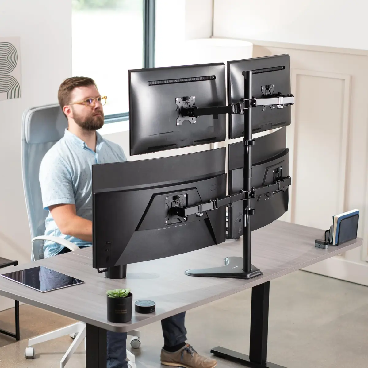 VIVO Quad Monitor Free-Standing Mount 13"-30" Screens | Holds 4 Displays up to 17.6 lbs Each - view 3