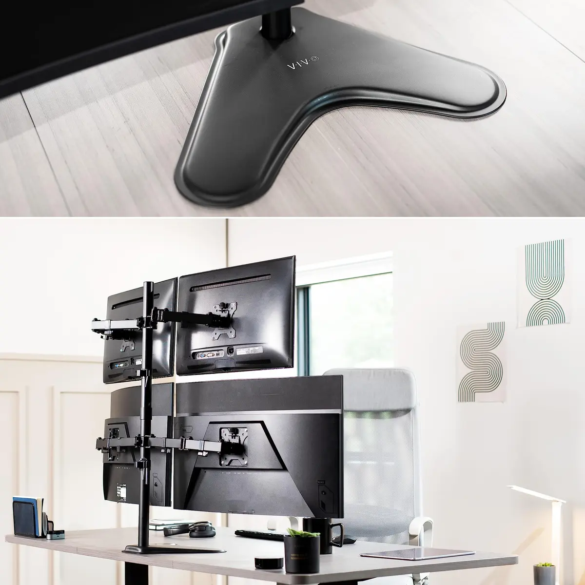 VIVO Quad Monitor Free-Standing Mount 13"-30" Screens | Holds 4 Displays up to 17.6 lbs Each - view 4