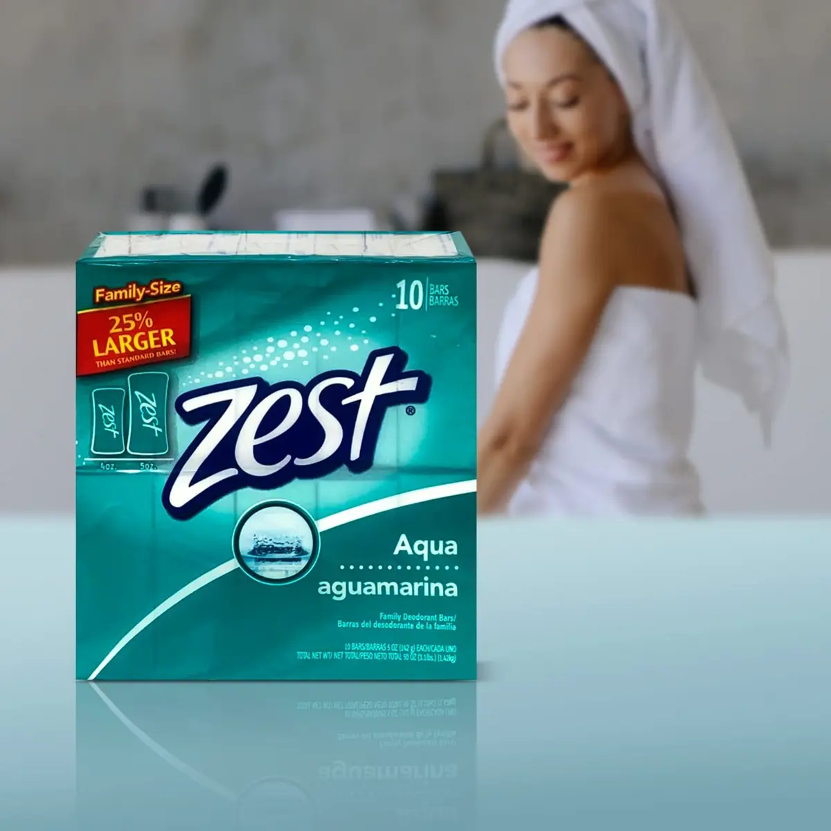 Zest Aqua Moisturizing Bar Soap 156g (5 oz) | Refreshing Scent, All Skin Types - view 2