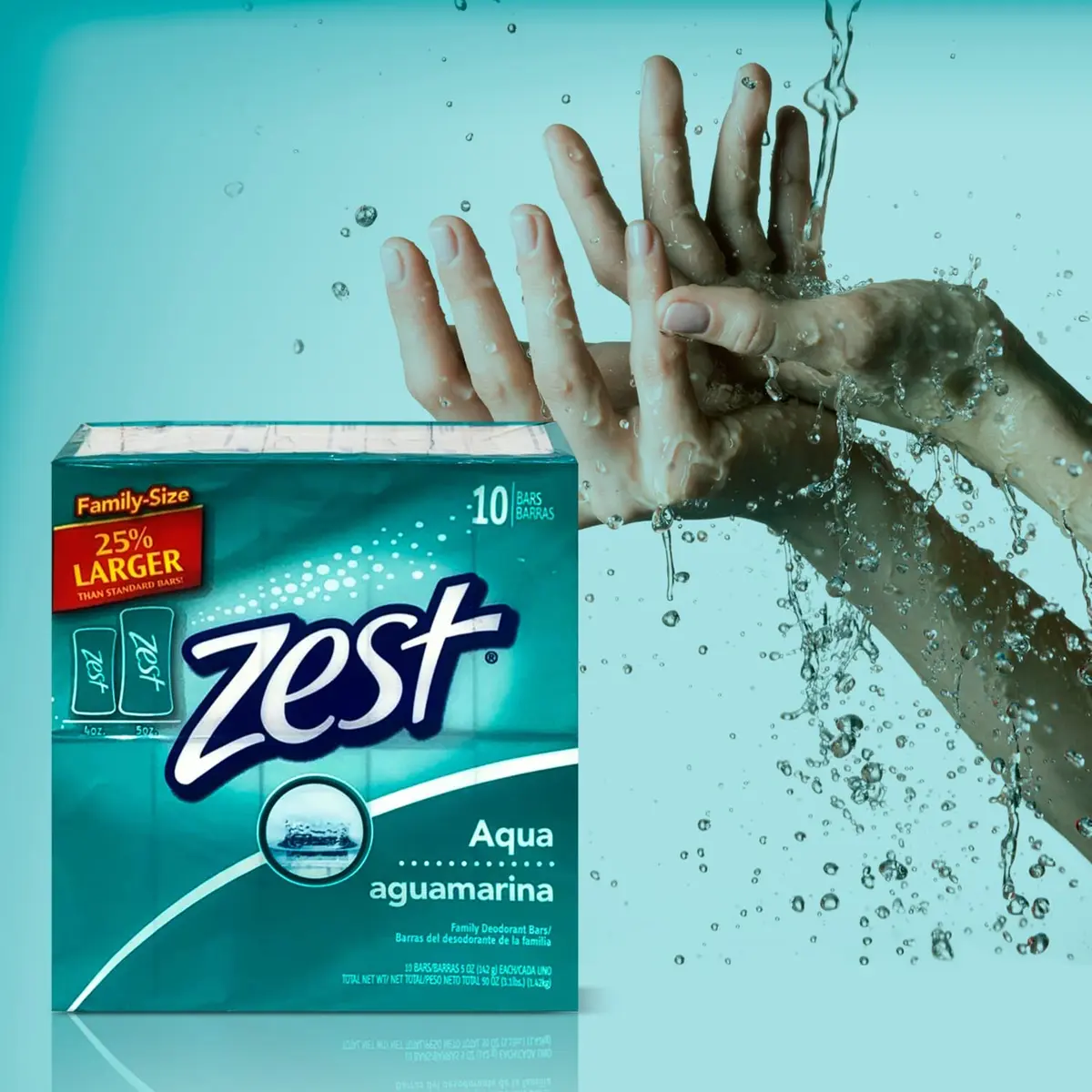 Zest Aqua Moisturizing Bar Soap 156g (5 oz) | Refreshing Scent, All Skin Types - view 3