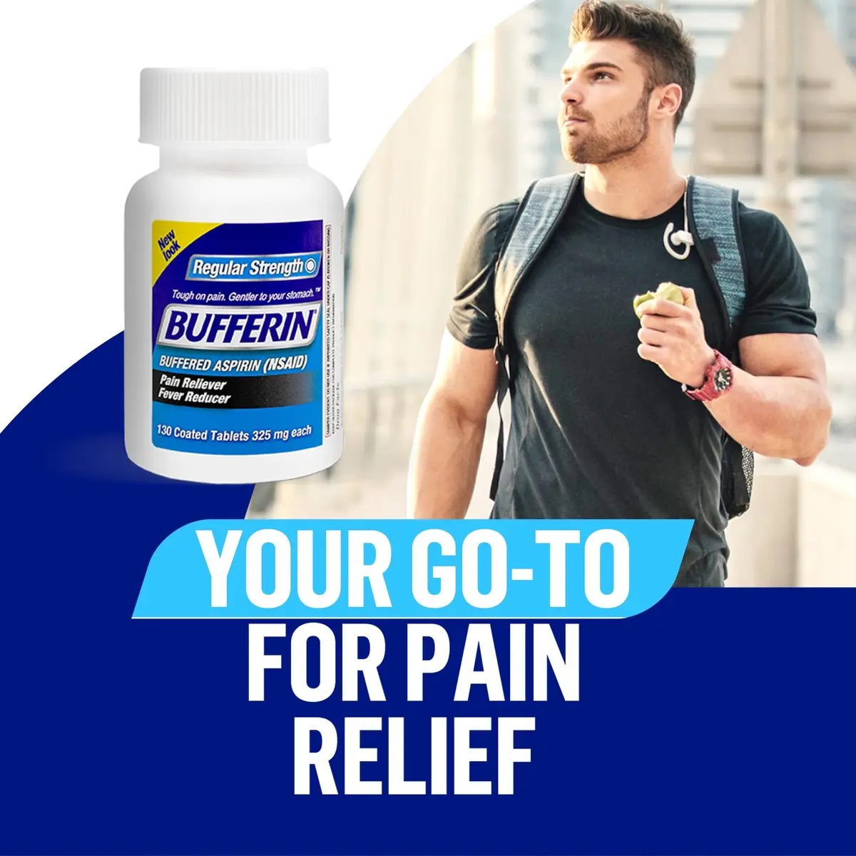 Bufferin Aspirin 325mg | Pain & Fever Relief Tablets, 130 Coated Tablets - view 7