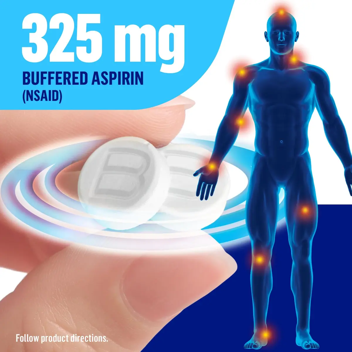 Bufferin Aspirin 325mg | Pain & Fever Relief Tablets, 130 Coated Tablets - view 4