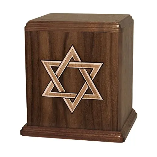 Memorials Forever Wood Cremation Urn - Walnut Star of David | Handcrafted Hardwood with Laser Artistry (70-120 chars) - main product image