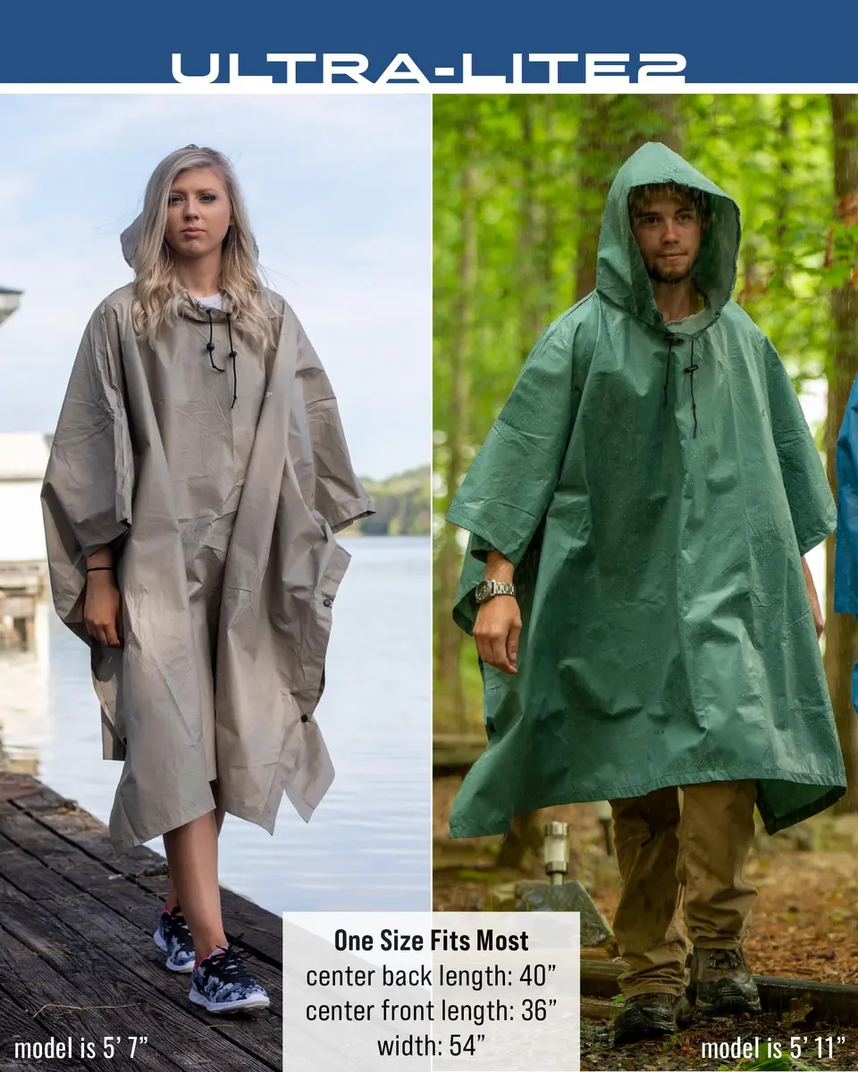 FROGG TOGGS Ultra-Lite2 Reusable Waterproof Breathable Poncho Blue One Size | Lightweight Rain Protection for Active Use - view 6