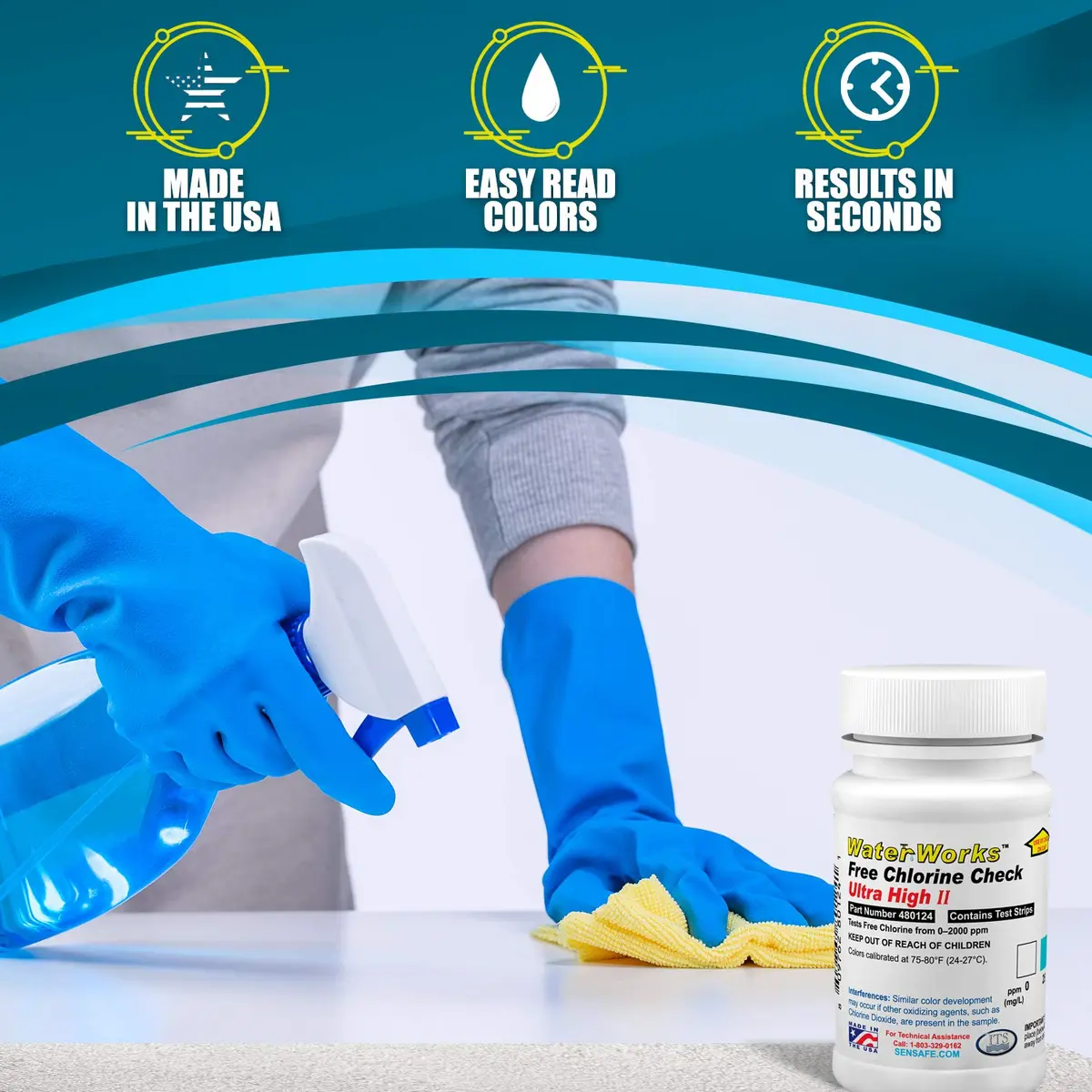 Industrial Test Systems WaterWorks 480124 Free Chlorine Test Strip 0-2000ppm | Ultra High Range, 61 Sec Test - view 6