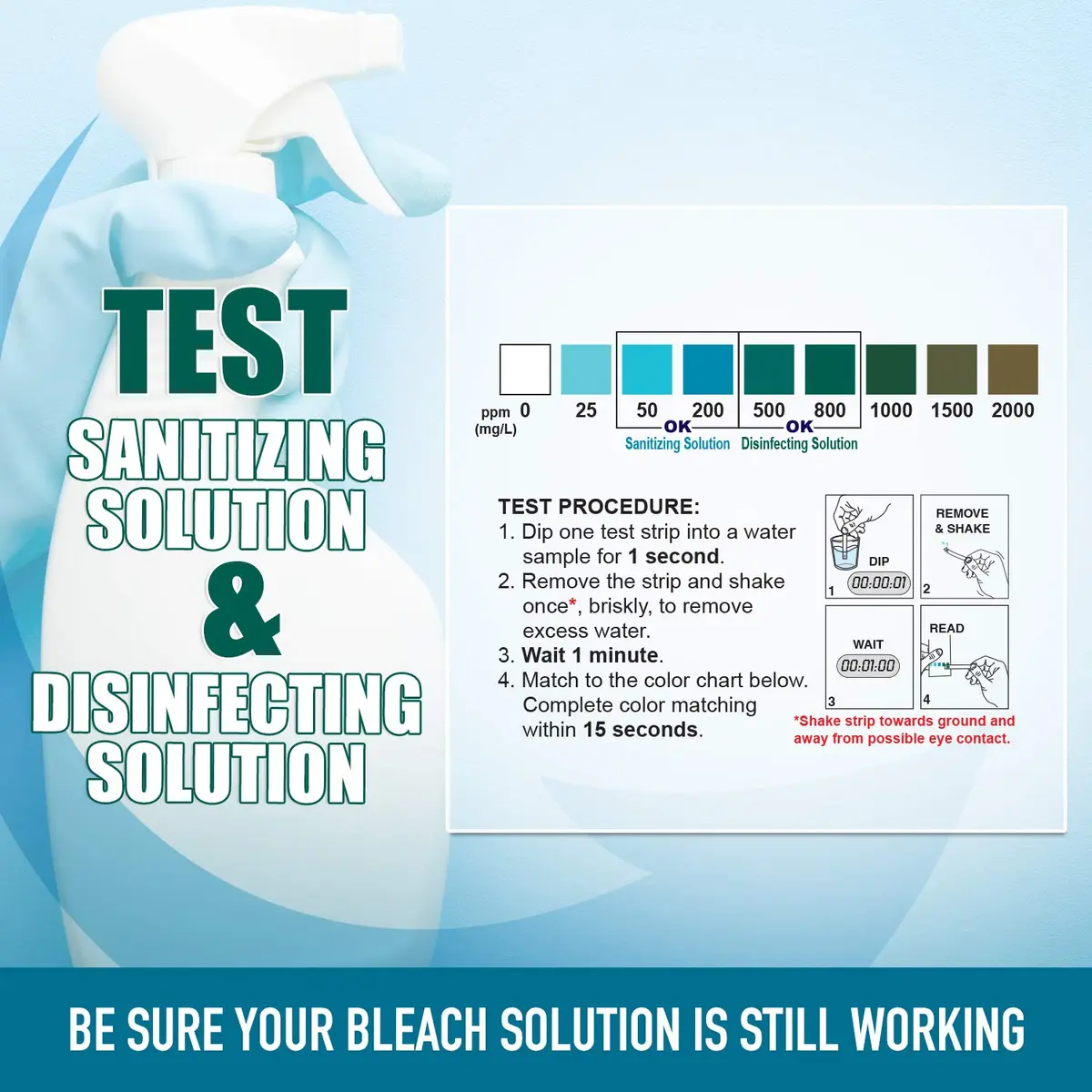 Industrial Test Systems WaterWorks 480124 Free Chlorine Test Strip 0-2000ppm | Ultra High Range, 61 Sec Test - view 2