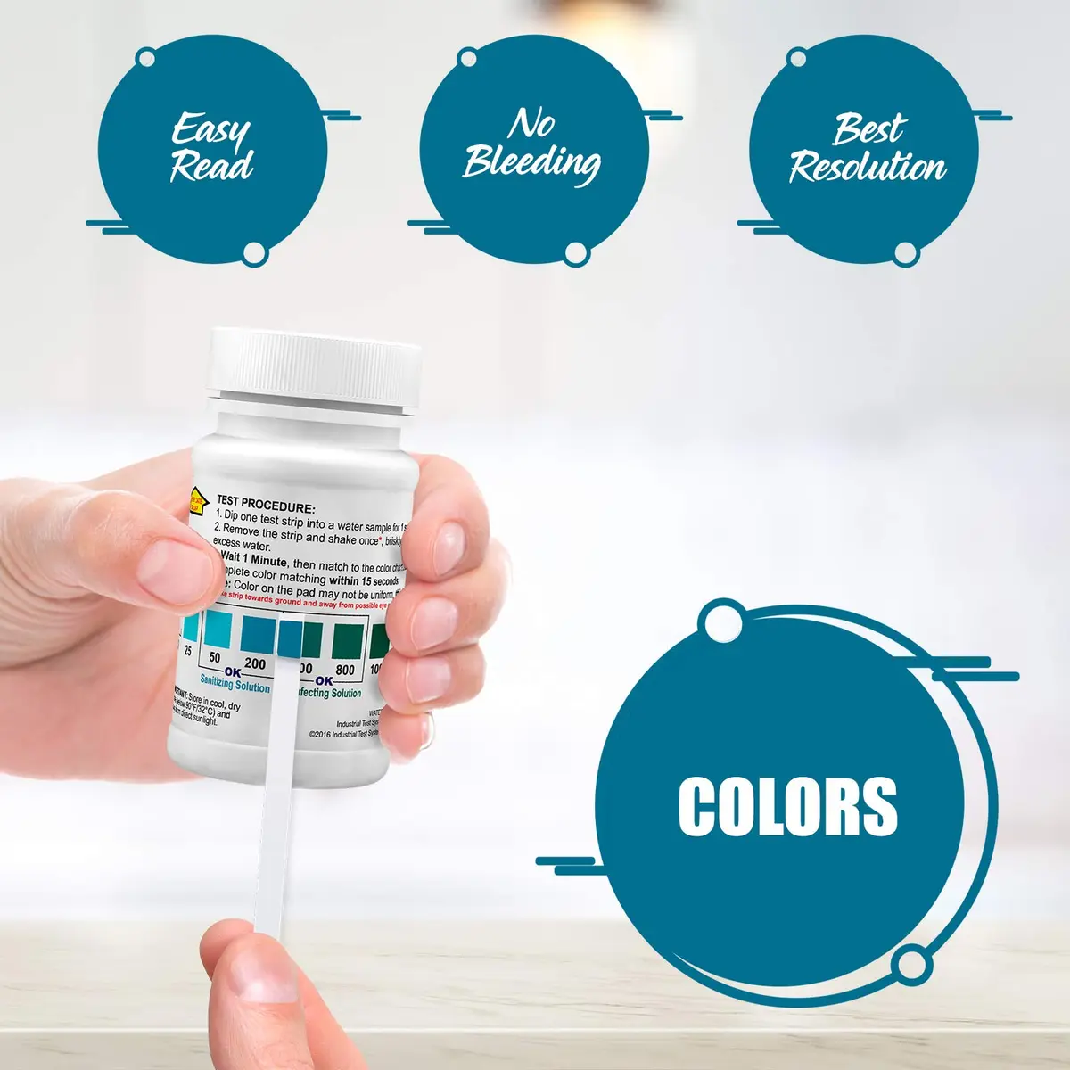 Industrial Test Systems WaterWorks 480124 Free Chlorine Test Strip 0-2000ppm | Ultra High Range, 61 Sec Test - view 3