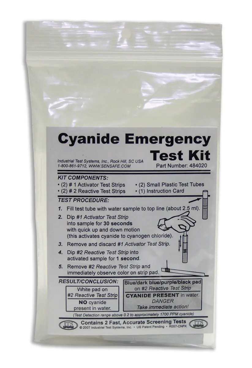 Industrial Test Systems 484020 Cyanide Emergency Test Kit 0.2-1700 ppm | 2 Minute Test - main product image