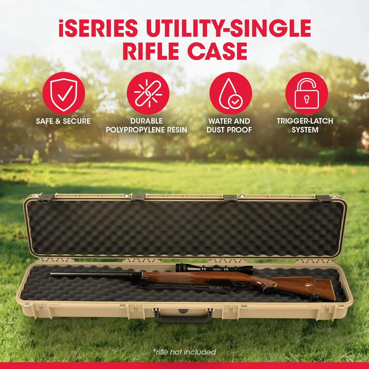 SKB iSeries Single Rifle Case, Tan, 49 in | Waterproof, Impact-Resistant, USA Made - view 2