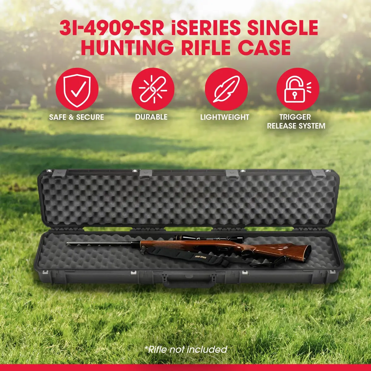 SKB iSeries Single Rifle Case with Convolute Foam 49 x 9 x 5 inches | Durable Gun Case for Rifle Protection - view 3