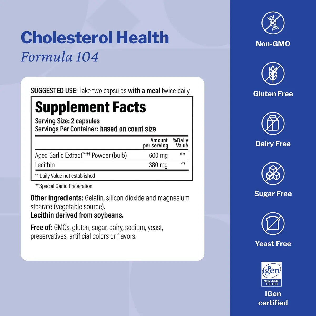 Kyolic Aged Garlic Extract Cholesterol Health Formula 104 100 Capsules | Supports Healthy Cholesterol Levels - view 3