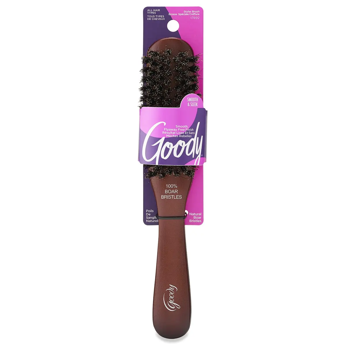 Goody Smoothing Hairbrush with Natural Boar Bristles & Wooden Handle | Frizz Control & Shine (1 Count) - main product image