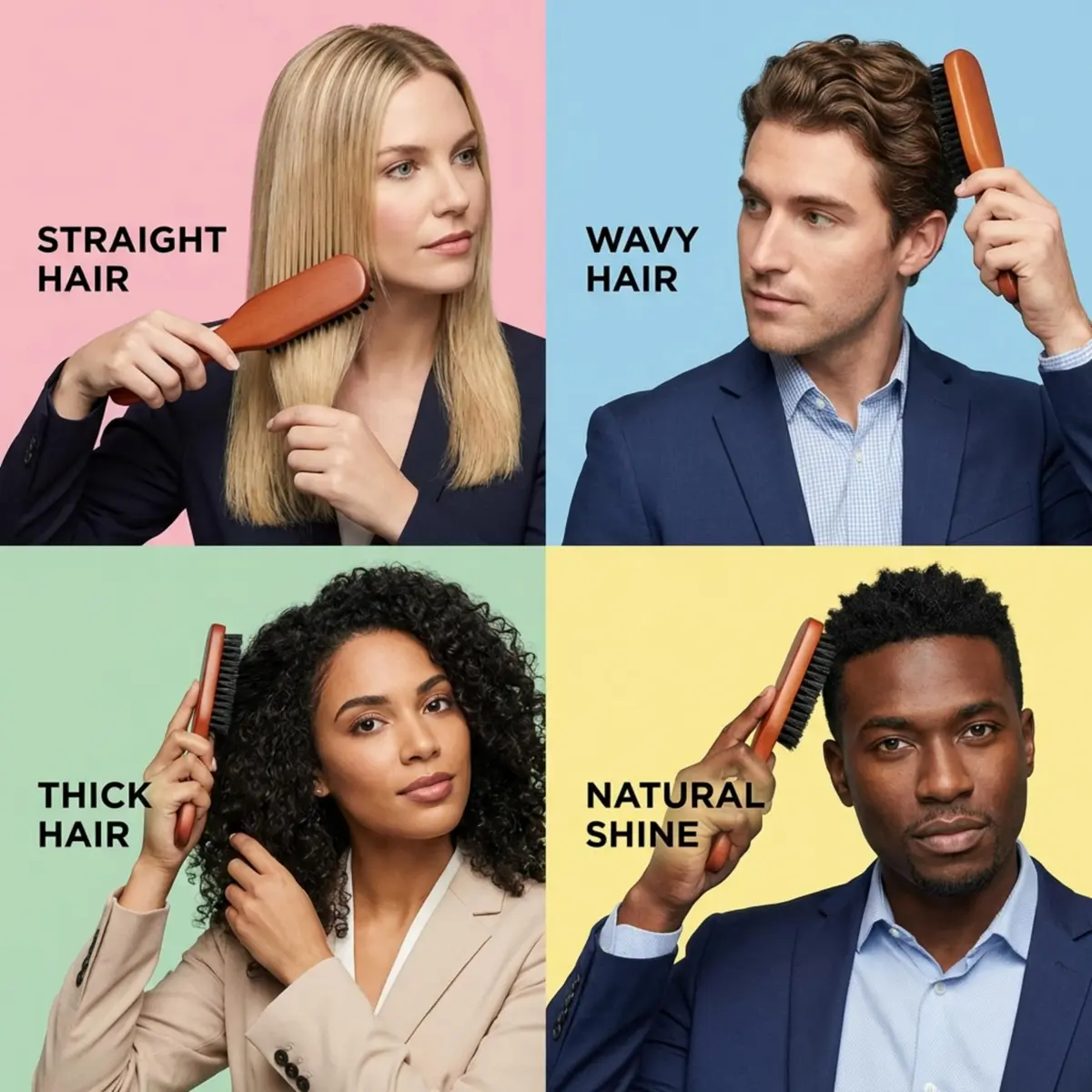Goody Smoothing Hairbrush with Natural Boar Bristles & Wooden Handle | Frizz Control & Shine (1 Count) - view 6